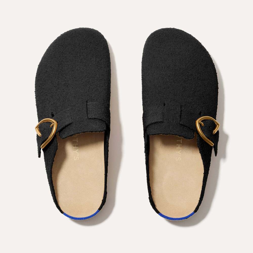 Rothy's The Buckle Clog - Soft Black Bouclé Size 8
